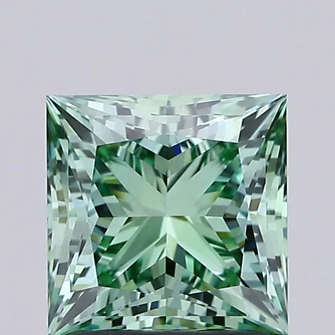 1.53ct Princess Lab Grown Diamond (Colour Fancy Vivid Green, Clarity VVS2, IGI Certified)