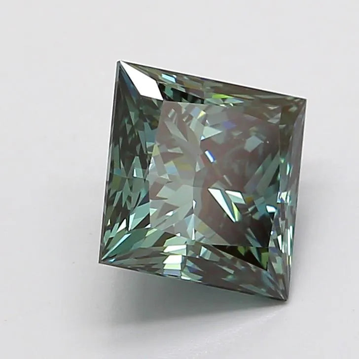 2.03ct Princess Lab Grown Diamond (Colour Fancy Vivid Green, Clarity VVS2, IGI Certified)