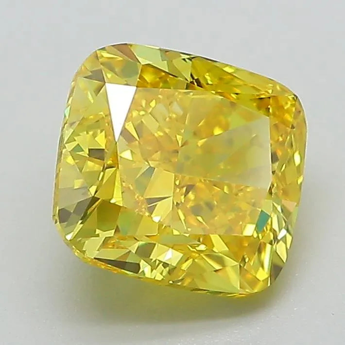 2.18ct Cushion modified Lab Grown Diamond (Colour Fancy Vivid Yellow, Clarity VS1, IGI Certified)