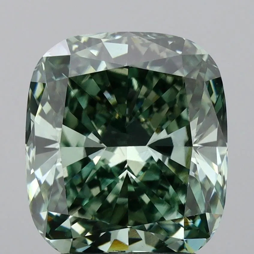 2.52ct Cushion modified Lab Grown Diamond (Colour Fancy Vivid Green, Clarity VS1, IGI Certified)