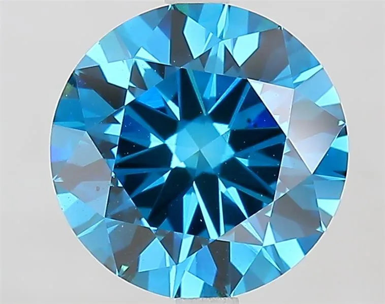 3.00ct Round Lab Grown Diamond (Colour Fancy Vivid Blue, Clarity VS1, Cut EX, IGI Certified)