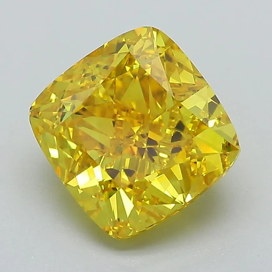 3.32ct Cushion modified Lab Grown Diamond (Colour Fancy Vivid Yellow, Clarity VS1, IGI Certified)