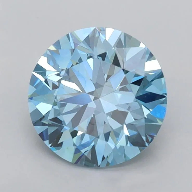 1.44ct Round Lab Grown Diamond (Colour Fancy Vivid Blue, Clarity VVS1, Cut ID, IGI Certified)