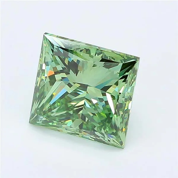 2.00ct Princess Lab Grown Diamond (Colour Fancy Vivid Green, Clarity VVS2, IGI Certified)