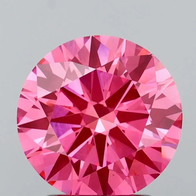 2.02ct Round Lab Grown Diamond (Colour Fancy Vivid Pink, Clarity VS1, Cut ID, IGI Certified)