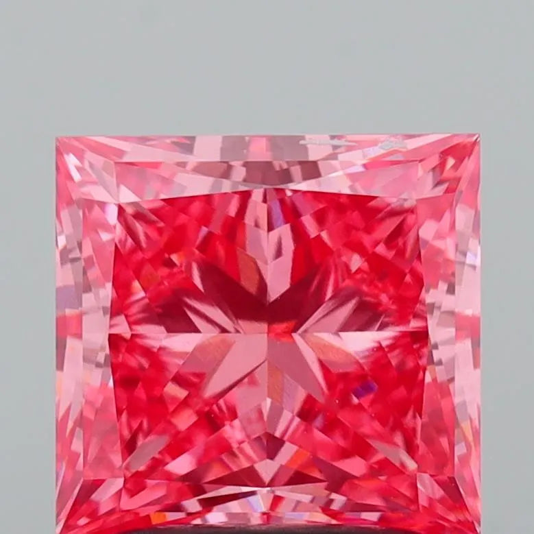 2.03ct Princess Lab Grown Diamond (Colour Fancy Vivid Pink, Clarity VS1, IGI Certified)