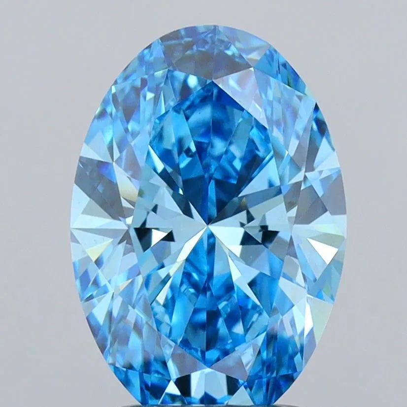 2.10ct Oval Lab Grown Diamond (Colour Fancy Vivid Blue, Clarity VVS2, IGI Certified)
