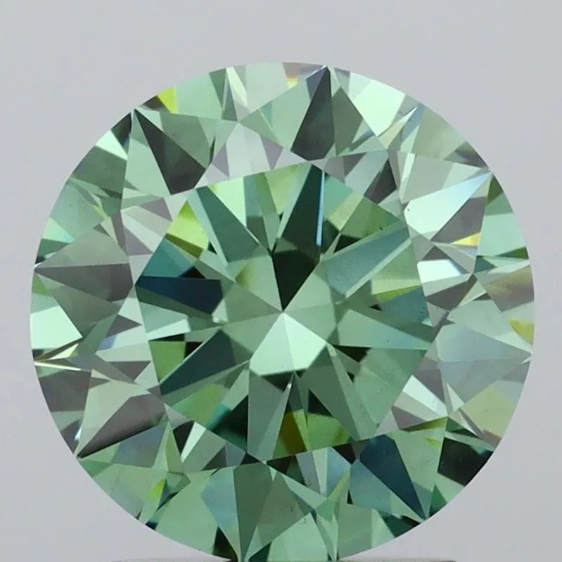 2.23ct Round Lab Grown Diamond (Colour Fancy Vivid Green, Clarity VVS2, Cut ID, IGI Certified)