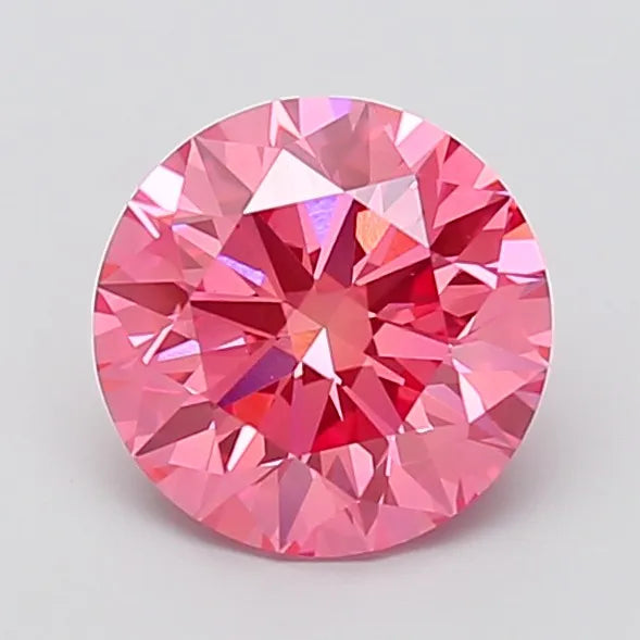 2.57ct Round Lab Grown Diamond (Colour Fancy Vivid Pink, Clarity VVS2, Cut ID, IGI Certified)
