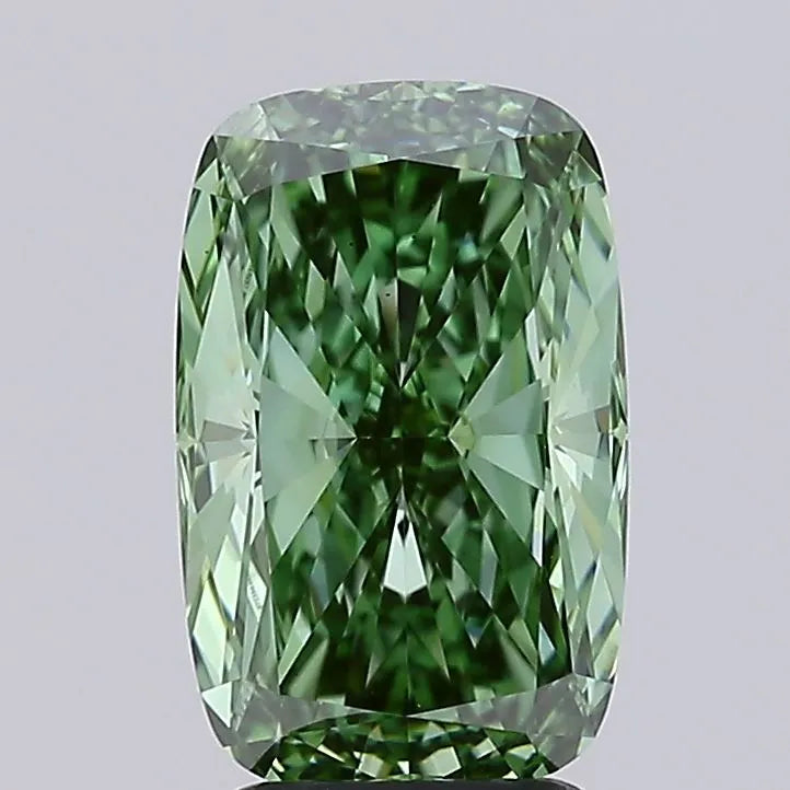 3.02ct Cushion modified Lab Grown Diamond (Colour Fancy Vivid Green, Clarity VS1, IGI Certified)