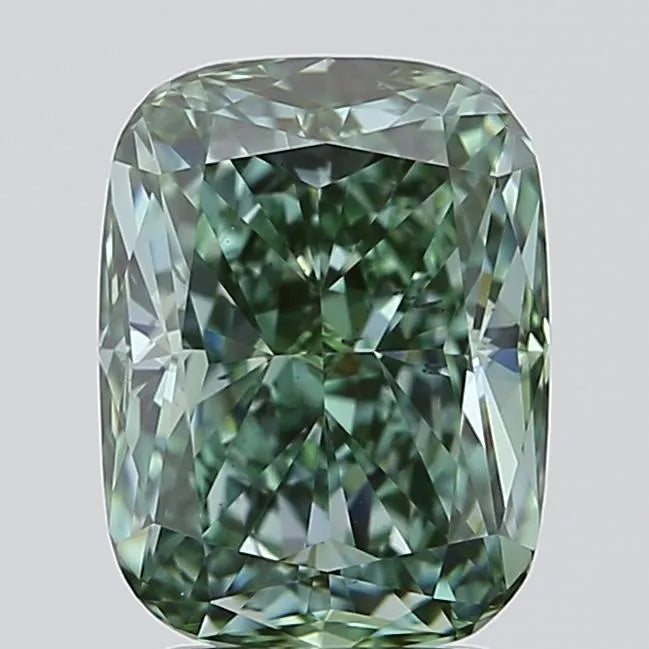 3.03ct Cushion modified Lab Grown Diamond (Colour Fancy Vivid Green, Clarity SI1, IGI Certified)