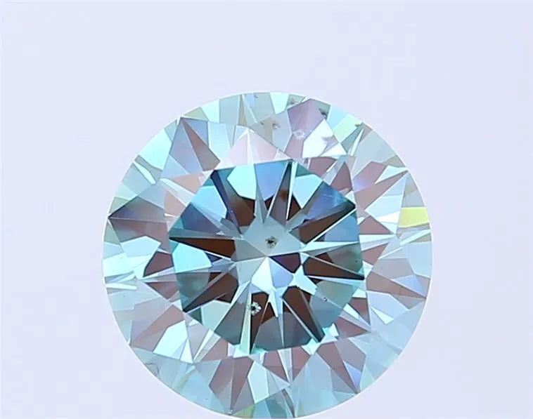 3.05ct Round Lab Grown Diamond (Colour Fancy Vivid Blueish Green, Clarity SI1, Cut EX, IGI Certified)