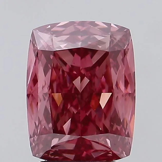 3.15ct Cushion modified Lab Grown Diamond (Colour Fancy Vivid Brownish Pink, Clarity VS1, IGI Certified)