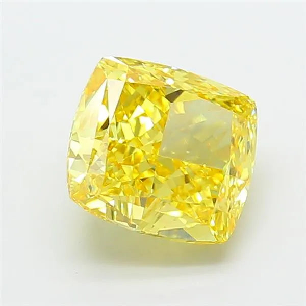 3.16ct Cushion modified Lab Grown Diamond (Colour Fancy Vivid Yellow, Clarity VVS2, IGI Certified)