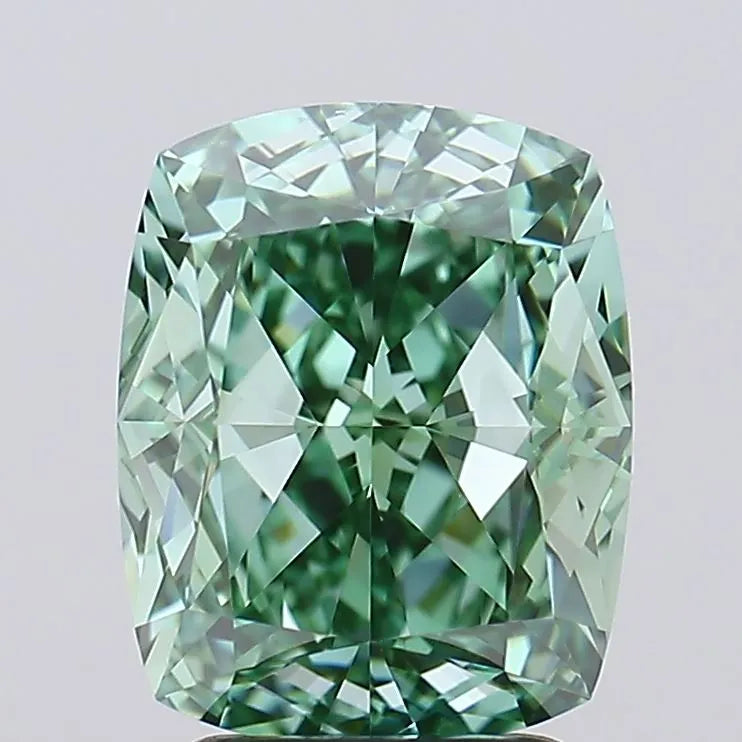 3.45ct Cushion modified Lab Grown Diamond (Colour Fancy Vivid Green, Clarity IF, IGI Certified)