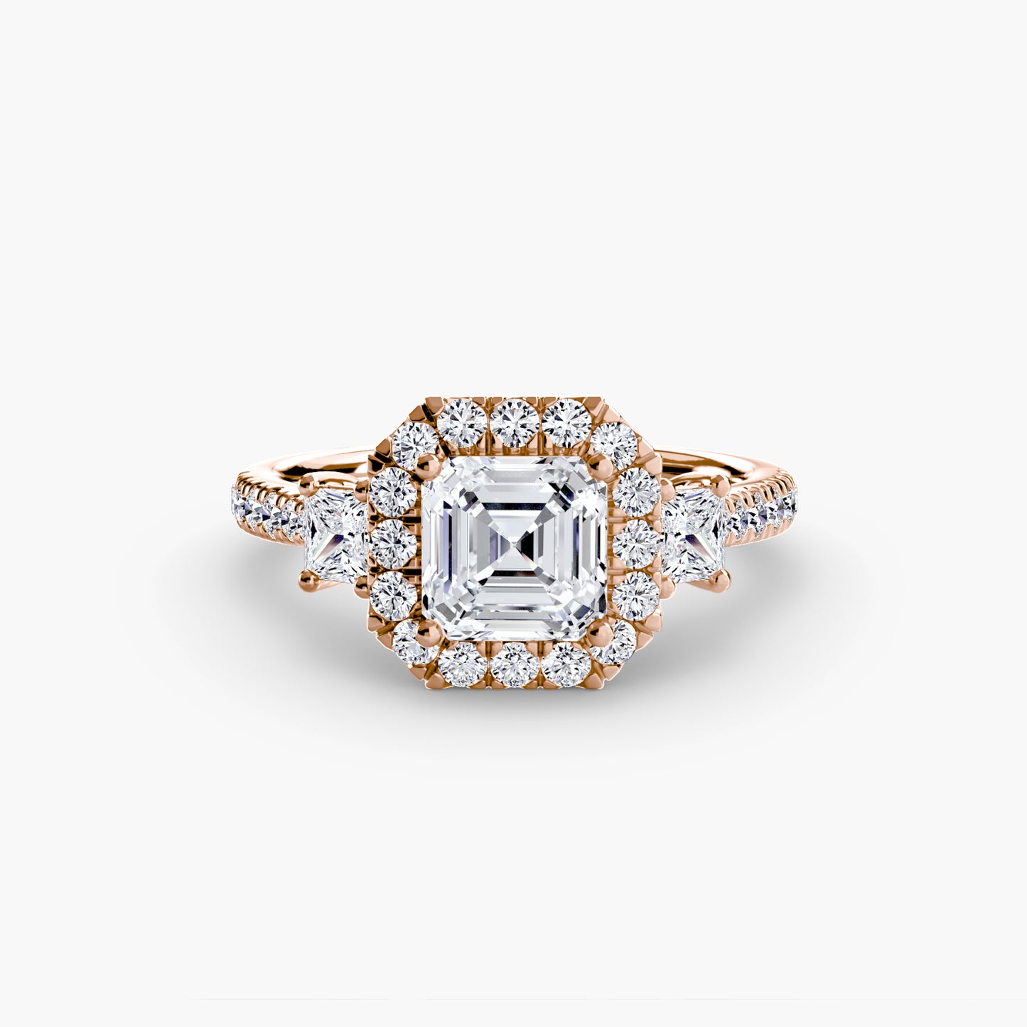 Three-Stone Ring with Halo 2.0