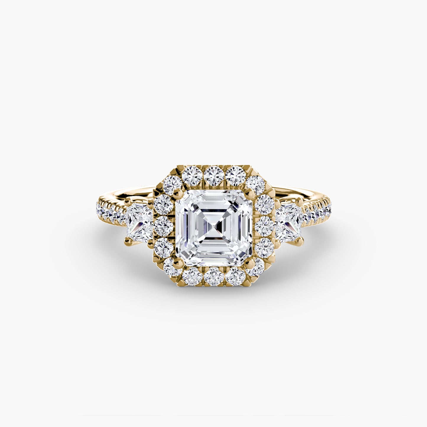 Three-Stone Ring with Halo 2.0