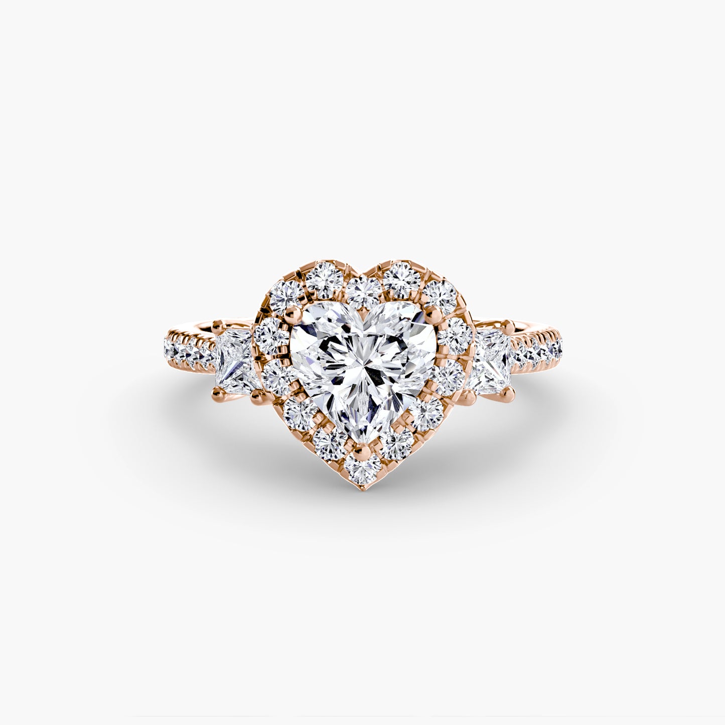 Three-Stone Ring with Halo 2.0
