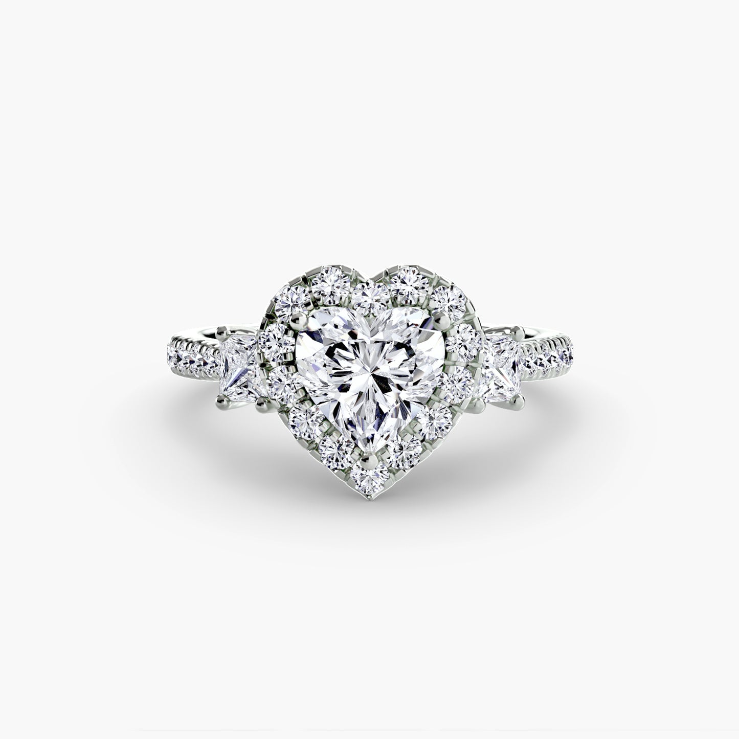 Three-Stone Ring with Halo 2.0