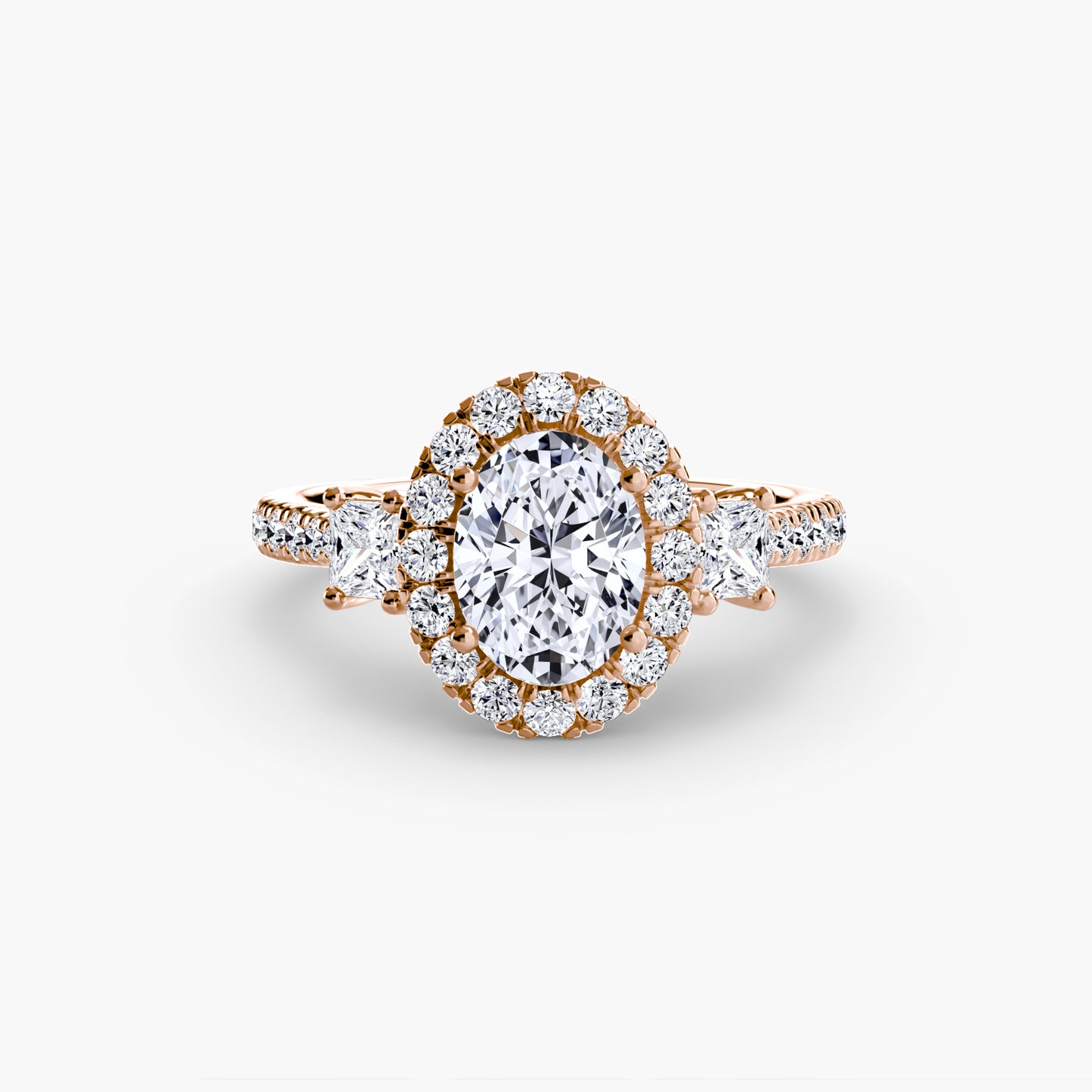Three-Stone Ring with Halo 2.0