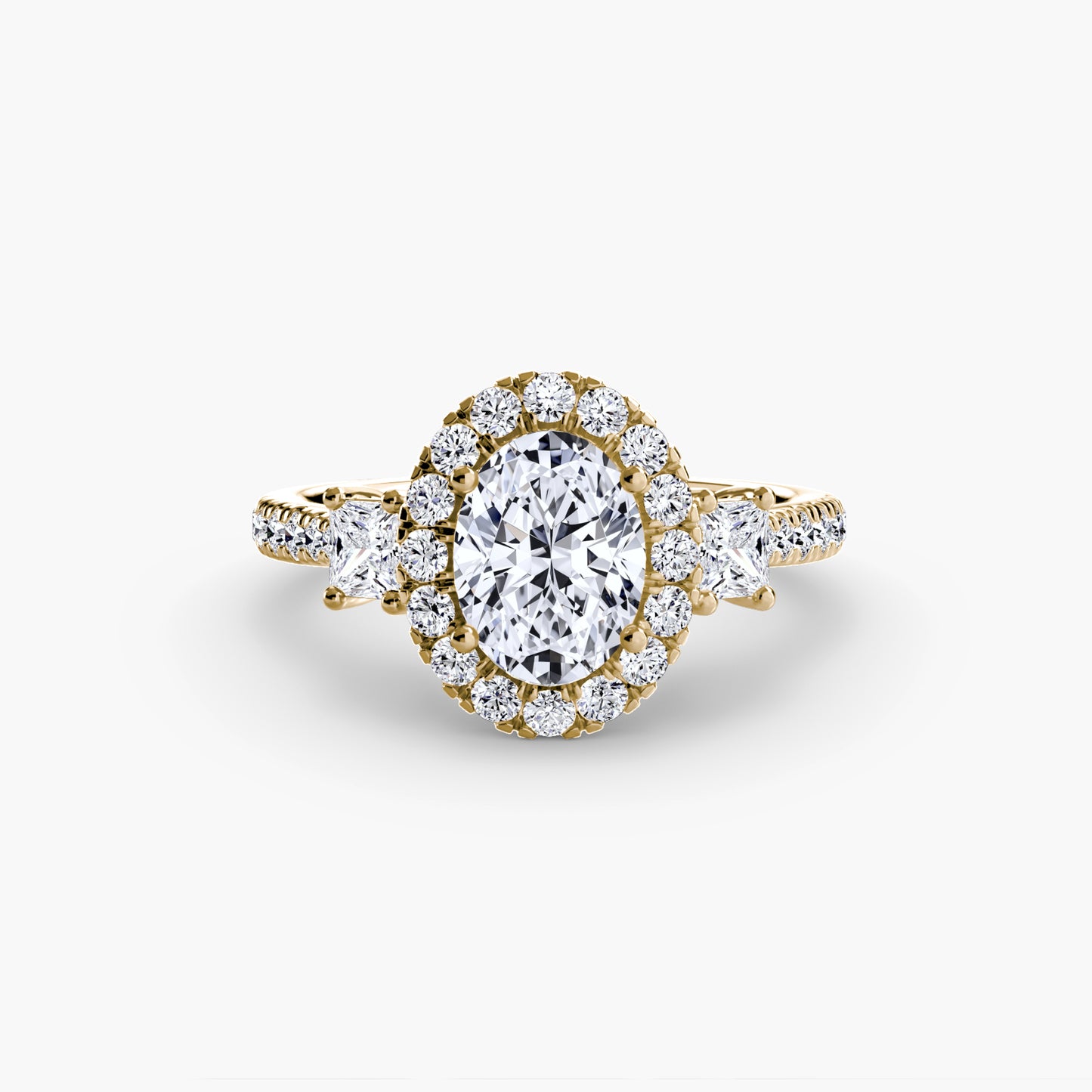 Three-Stone Ring with Halo 2.0