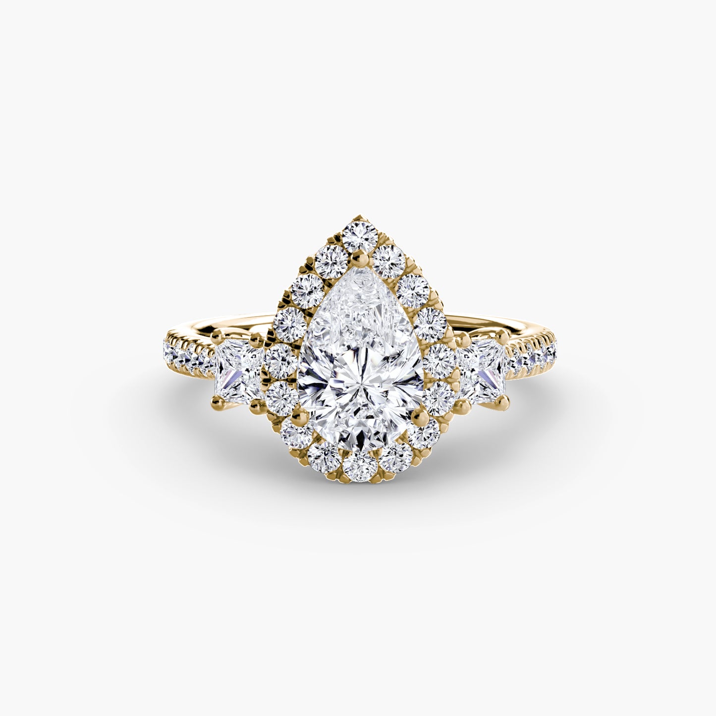 Three-Stone Ring with Halo 2.0