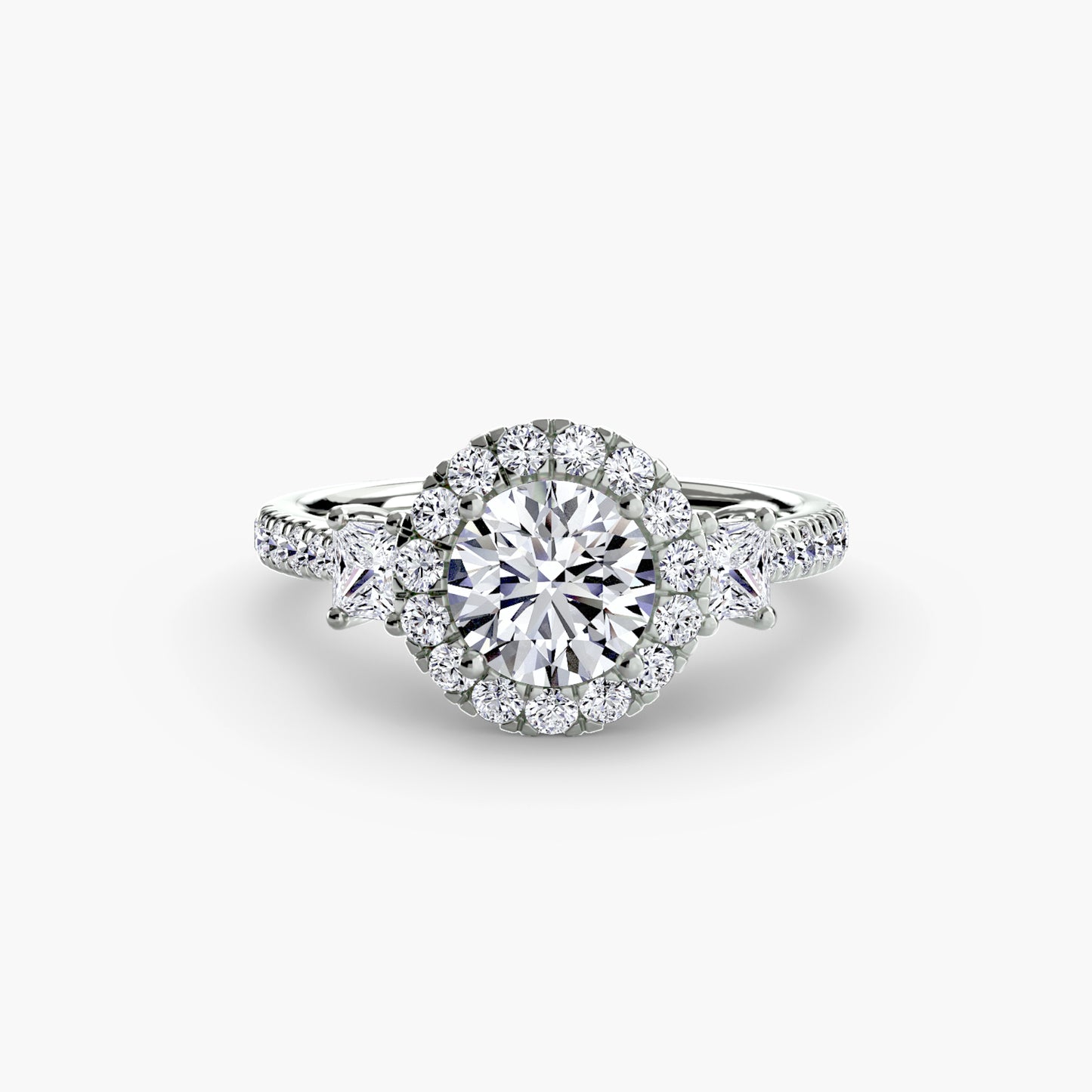 Three-Stone Ring with Halo 2.0