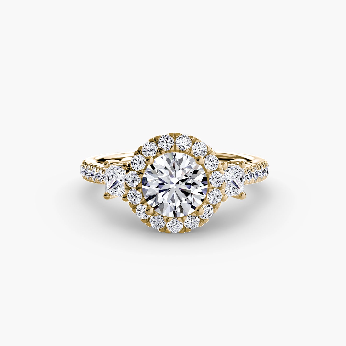 Three-Stone Ring with Halo 2.0
